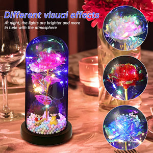 Light Up Rose in Acrylic Dome - Colorful Eternal Flower Gift  5.0 ⭐⭐⭐⭐⭐