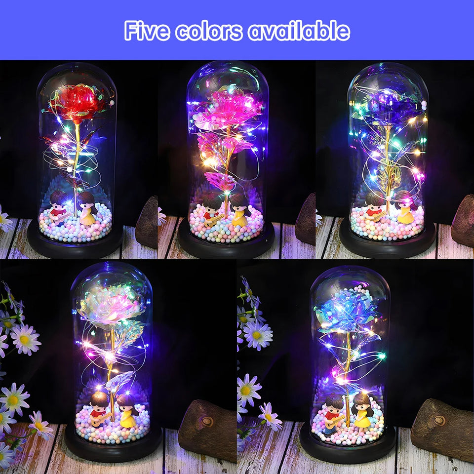 Light Up Rose in Acrylic Dome - Colorful Eternal Flower Gift  5.0 ⭐⭐⭐⭐⭐