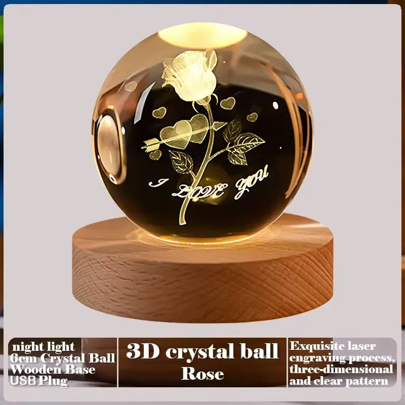 1pc 3D Crystal Ball LED Night Light - 6cm with Base  Rating 4.6 ⭐⭐⭐⭐⭐