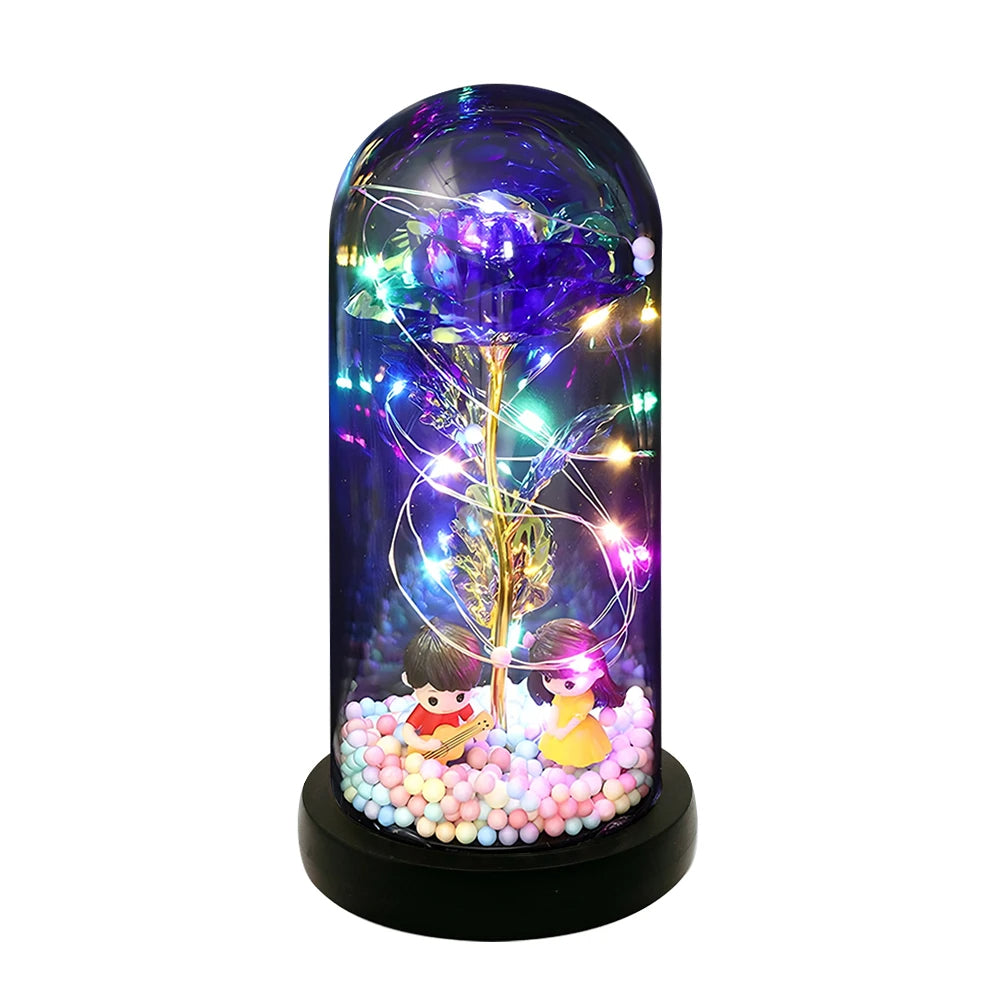 Light Up Rose in Acrylic Dome - Colorful Eternal Flower Gift  5.0 ⭐⭐⭐⭐⭐